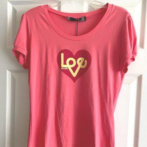 Love Moschino New Vintage Pink Heart Puffed-Sleeve Tee